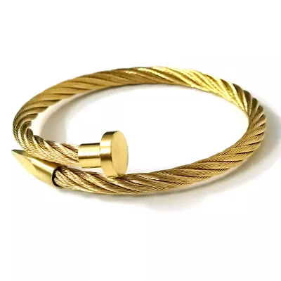 Women Nail Bracelet Stainless Steel Twisted Cable Wire Bangle Bracelet For Men • $12.98