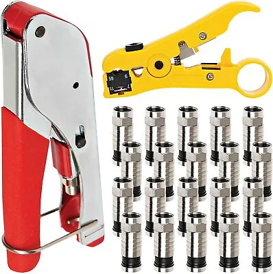 BLOSTM Coaxial Cable Crimping Stripper Tools F Connector Compression RG6 TV 22PC • £15.09