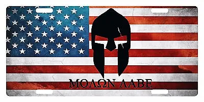 Molon Labe ΜΟΛΩΝ Λ Custom License Plate USA Flag Version Tactical  Emblem  • $13.57