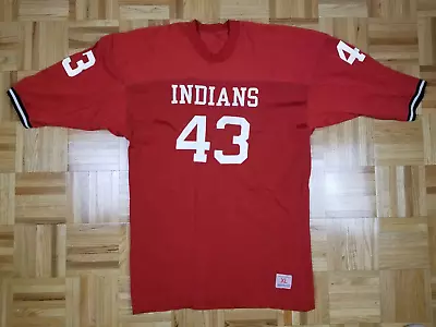 Vintage 80' Indians Red Rayon Durene Champion Football Jersey Sz Xlarge • $95