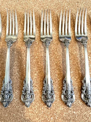 $4500 • Buy WALLACE GRAND BAROQUE 88 Pcs 12 Place Settings Sterling Silver Flatware Plus