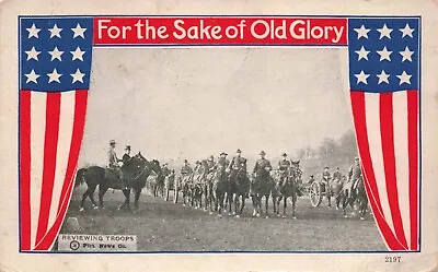 Patriotic Reviewing The Troops For Old Glory WWI Vintage Patriotic Postcard • $10