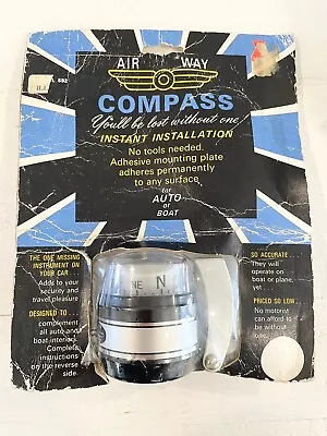 Vintage Airway Compass For Auto Or Boat #592 NOS NEW IN PACKAGE • $48.95