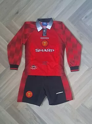 Manchester United Kids 1996/98 Home Football Shirt & Shorts Set Mufc Offical Kit • £74.99