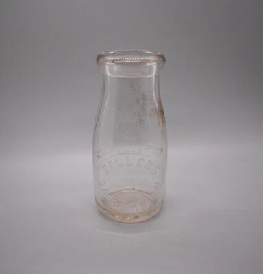 $50 • Buy Zeller's Dairy Half Pint Slug Plate Milk Bottle Richmond VA Virginia Clear