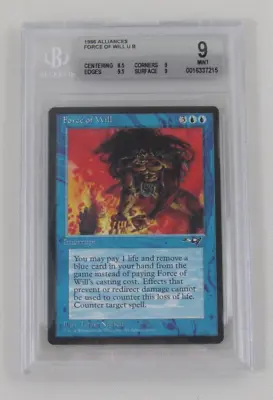 1998 Mtg Alliances Force Of Will Bgs 9 Mint Uncommon Card 8.5/9/9.5/9 • $110