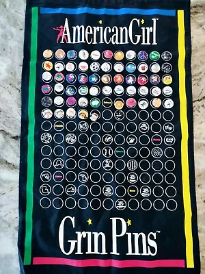 American Girl Grin Pin 31  X 19  Banner With Large Pin Collection 60 Metal Pins • $29.98