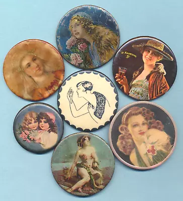 7 Vintage Pocket Mirrors Victorian Coke Children Risque  FREE SHIP • $40