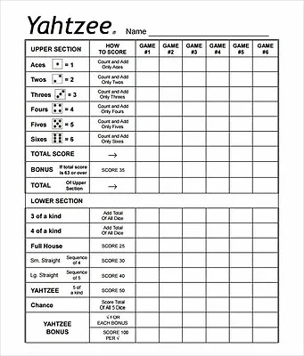 4 Double Sided Laminated Yardzee Yahtzee Farkle Score Cards Yard Dice Dry Erase • $10.99