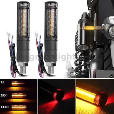 2X LED Motorcycle Turn Signal Light Flowing Sequential Indicator Amber Red Brake • $10.69