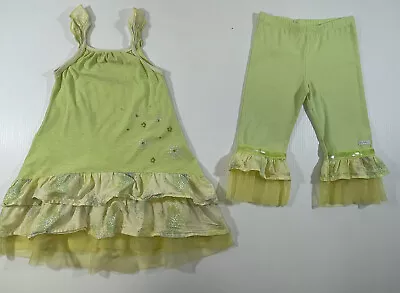 Naartjie Girls Yellow 100% Cotton Tank Tulle Dress Pant 2Pc Set Size 5/6 • $14.94