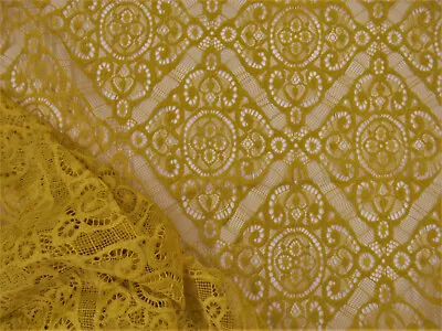 Stable Lace Apparel Fabric Sheer Diamond Geometric Old Gold RR117 • $2.99