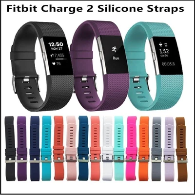 $7.45 • Buy Silicone Metal Replacement Fitbit Charge 2 Band Wristband Watch Strap Bracelet