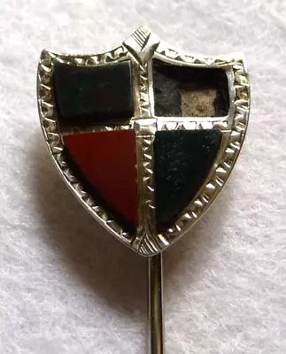 Handmade Victorian Silver Bloodstone & Carnelian Stick Or Cravat Shield Pin • £36.62