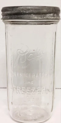 $14.99 • Buy Vtg Ball Refrigerator Freezer Glass Canning Jar W/ Zinc Ball Freezer Cap