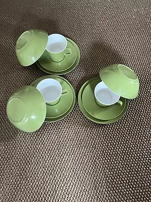 Vintage 60's / 70's Melaware Green Picnic Camping Breakfast Set Cups Plates Dish • £20