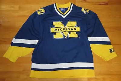Vintage Starter MICHIGAN WOLVERINES (MED) Hockey Jersey W Twilled Stitched Crest • $125