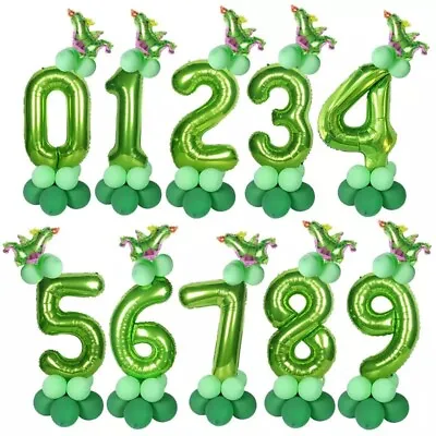 £5.99 • Buy 16pcs Green Dinosaur Standing Number Balloons Kids Boy Birthday Party Decoration