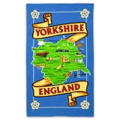 NEW Yorkshire Map Tea Towel 100% Cotton 80x46cm • £5.95