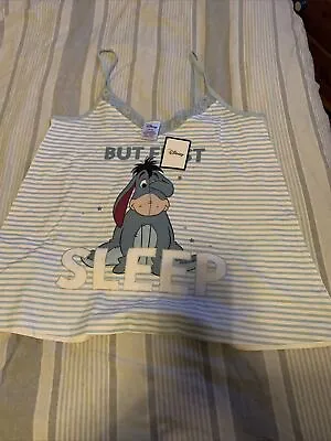 Disney Eeyore Pyjama Top Shirt Women’s 12/14 Blue White BNWT Casual Nightwear • £10.95