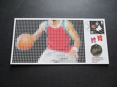 BASKETBALL - LONDON 2012 OLYMPIC  B/U  50p COIN AND STAMP COVER # 01627 • £19