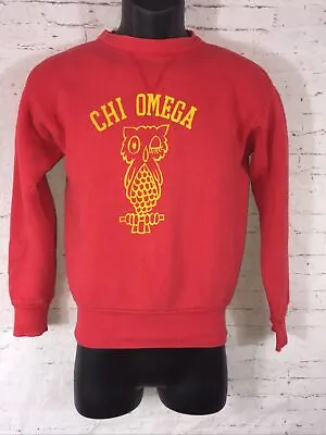 $199 • Buy Vtg Brent Sweatshirt 50`60's Chi Omega Rare Creepy Owl Kids Secret Society Vibe
