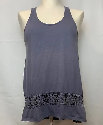 Mossimo Supply Co Womens Blue Gray Sleeveless Tank Top Floral Lace Hi-Lo Size M • $14.66