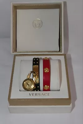 Women’s Versace Lock Watch And Bracelet Red Black Damaged • $100