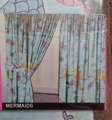 Mermaid Curtains 2 Panels Underwater Fantasy Swimming 66  Wide 54  Drop • £9.99