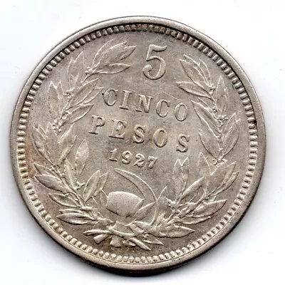 Chile 5 Pesos KM# 173.1 1927 Santiago Mint • $90