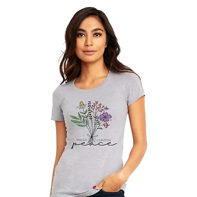 TODAY I CHOOSE PEACE Lady’s Graphic T Shirt Vintage Inspired Tee Fitted M/L Gray • $14.95