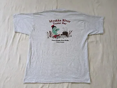 Vintage Myakka River Oyster Bar Venice Florida Gray T Shirt Made In Usa  • $26.88