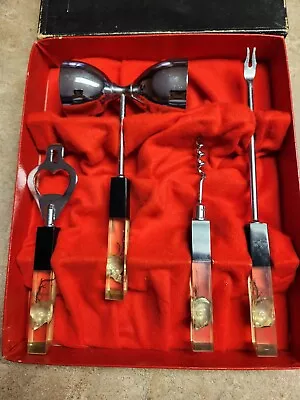 VTG 4pc. Bar Set Tools MCM Mid-Century Lucite With Faux Pearls Beach Coastal • $25