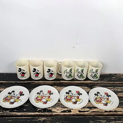 Disney Mickey Mouse Tea Set Plastic Plates Cups 1970 Vintage Collectible Lot 10 • $23.75