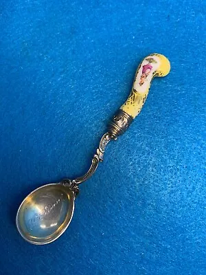 Souvenir Spoon - Dresden Germany - Late 1800s - Silver 800 Porcelain • $9.99