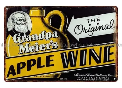 LIGHTED GRANDPA MEIERS APPLE WINE SANDUSKY OH Metal Tin Sign  Office Sign • $15.85