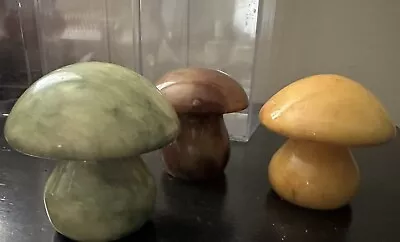 3pc Paperweight Set * Vintage Alabaster Stone Mushrooms MCM Hand Carved Italy • $49.99