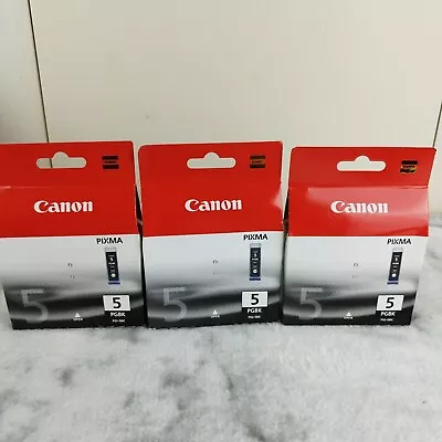 3 X Packs Canon Pixma 5 PGBK Black In Printer Cartridge PG1-5BK BNIB Genuine • £16