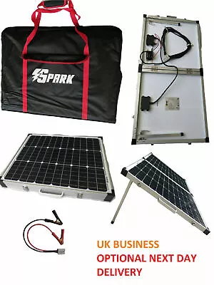 Monocrystalline 100W Folding Solar Panel Kit Water Proof Controller Cables Bag • £123.19