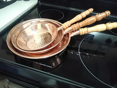 Set Of 3 Handmade Copper Pan Set. Mexican Pans. Manually Hammered • $89.95