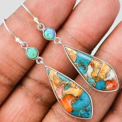 Vintage Turquoise Silver Plated Dangle Earrings For Women Wedding Party Jewelry • $2.03