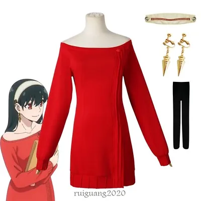 SPY×FAMILY Yor Forger Anime Cosplay Costume Sweet Sexy Red Sweater Women's Suit • $33.50
