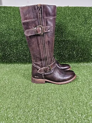 BED STU GoGo Lug Boots Brown Distressed Leather Riding Moto Womens Size US 6 • $99.99