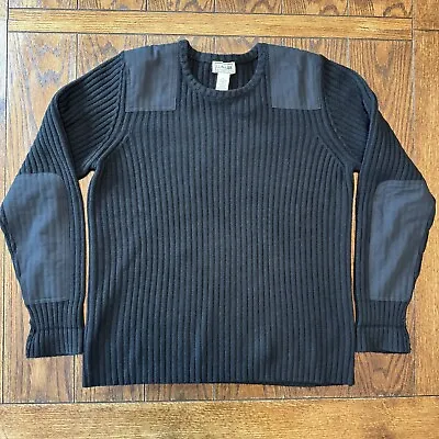 L.L. Bean Commando Sweater Size XL Black Military 100% Merino Lambs Wool 501056 • $48.95
