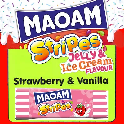 Haribo Maoam Stripes Strawberry Ice Cream Chew Fruit Sweet Kids Party Mix Bag • £3.49