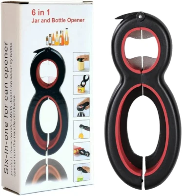 £10.11 • Buy Otstar 6 In 1 Multi All In One Bottle Opener Can Soda, And Jar Black And Red