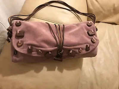 MOSCHINO JEANS Vintage Suede Leather Lavander Purple Clutch Handbag Italy • $139