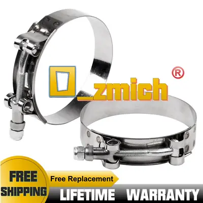 2PC 301 Stainless Steel T Bolt Clamps ID 2  Inch Clamp 58mm-63mm Silicone Hose • $4.99