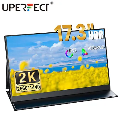 UPERFECT 17.3  2560×1440 Portable 2K Monitor HDR USB-C Input Fit PS4 MAC Laptop • £179.99