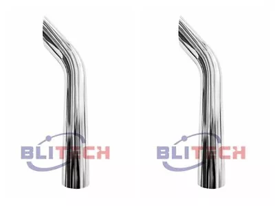 Pair 5 Inch 5  OD X 36  Long Bull Horn Chrome Stack Exhaust Pipe Truck Tailpipe • $310